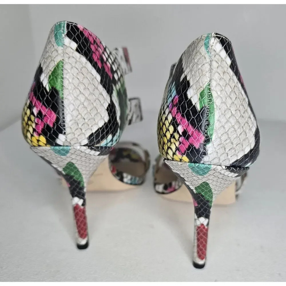 Antonio Melani Verene Snakeskin Sandals Multicolor Strappy Heels 7M Shoes - Picture 6 of 9